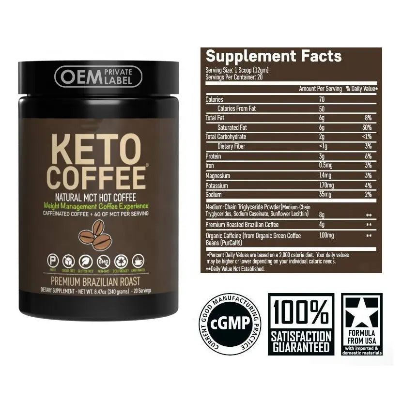 Fat Burner Keto Diet MCT Ketones Ketogenic Keto BHB Powder Mixed Instant Keto Coffee